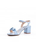 Blue imitation leather sandal with heel