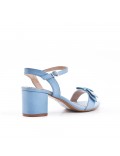 Blue imitation leather sandal with heel