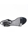 Black imitation leather sandal with heel