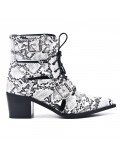 Snake ankle boot with faux leather lace