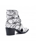 Snake ankle boot with faux leather lace