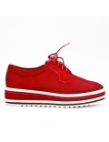 Red derby in perforated faux suede