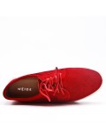 Red derby in perforated faux suede