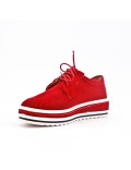 Red derby in perforated faux suede