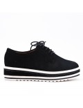 Black derby in perforated faux suede