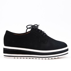 Black derby in perforated faux suede