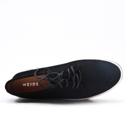 Black derby in perforated faux suede