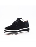 Black derby in perforated faux suede