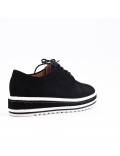 Black derby in perforated faux suede