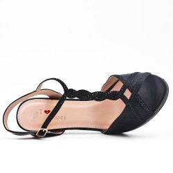 Black sandal with rhinestone heels
