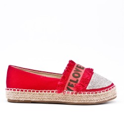 Red espadrille with rhinestones