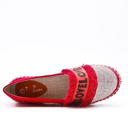 Red espadrille with rhinestones