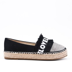 Black espadrille with rhinestones