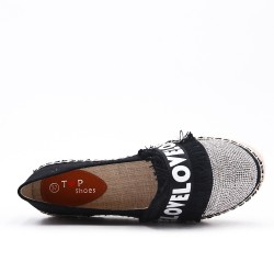 Black espadrille with rhinestones