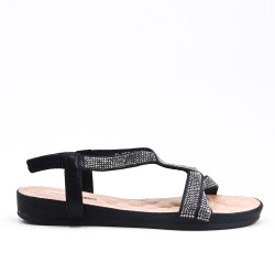 Black sandal with rhinestones