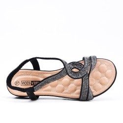 Black sandal with rhinestones