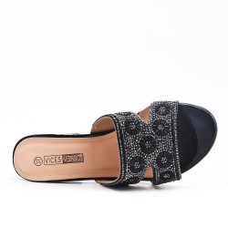 Black slate decorated with rhinestones with heel