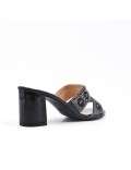 Black slate decorated with rhinestones with heel