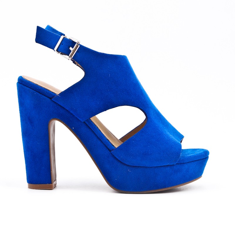 Sandalia de gamuza azul con plataforma