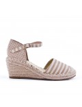 Khaki Wedge sandal with espadrille sole