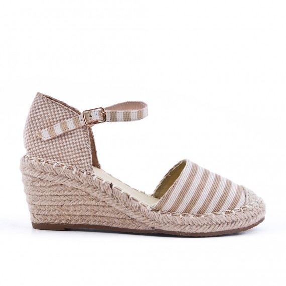 Khaki Wedge sandal with espadrille sole