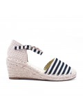 Sandale compensée noire à semelle espadrille