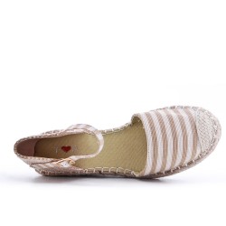 Khaki Wedge sandal with espadrille sole