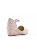 Khaki Wedge sandal with espadrille sole