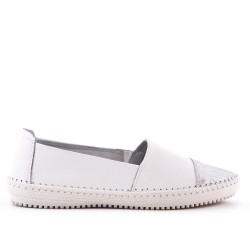 Mocassin blanc en cuir