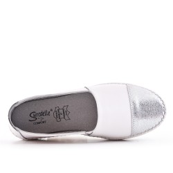 Mocassin blanc en cuir