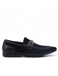 Black moccasin in perforated faux suede