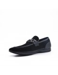 Black moccasin in perforated faux suede