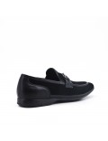 Black moccasin in perforated faux suede