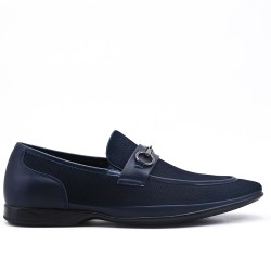 Mocassin bleu en simili daim perforé