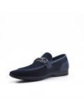 Mocassin bleu en simili daim perforé