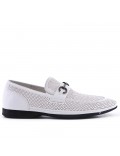 White imitation leather moccasin