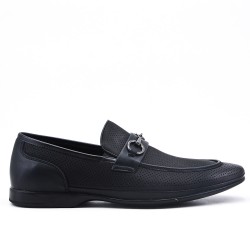 Black imitation leather moccasin