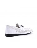 White imitation leather moccasin