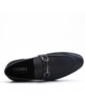 Black imitation leather moccasin