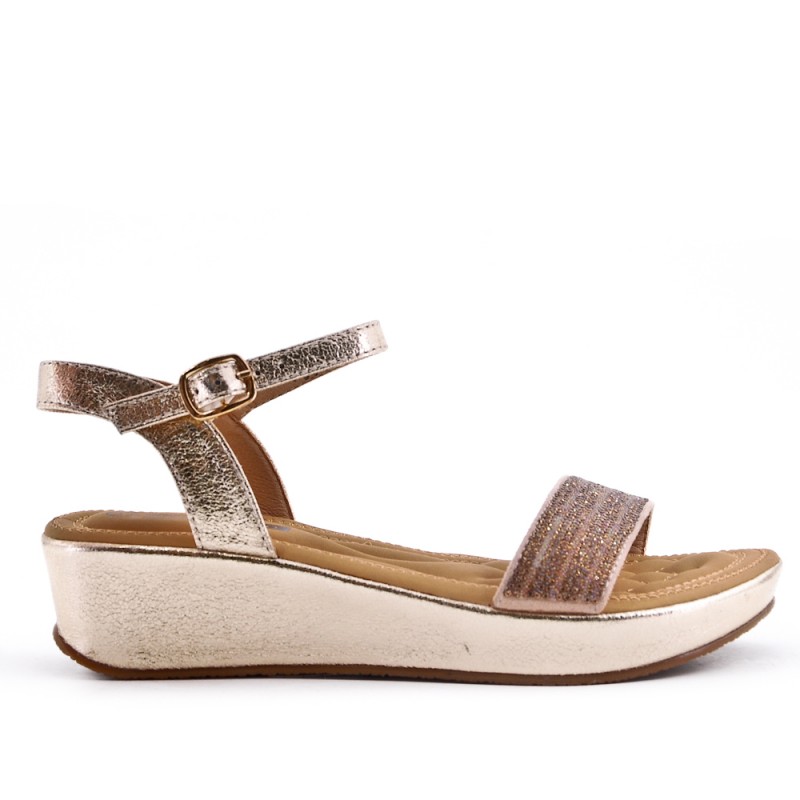 sandale doree compensee
