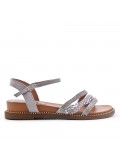 Gray sandal with rhinestones