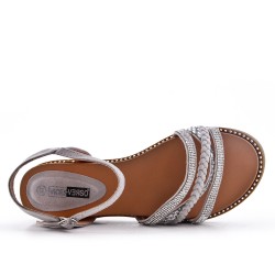 Gray sandal with rhinestones