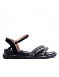 Black sandal with rhinestones