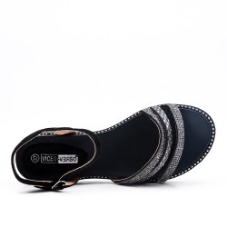 Black sandal with rhinestones