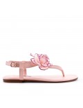 Pink flat sandal with flowers