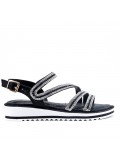 Black sandal with rhinestones