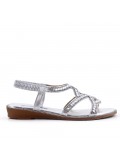 Silver sandal with rhinestones