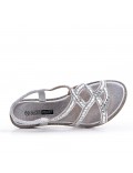 Silver sandal with rhinestones