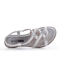 Silver sandal with rhinestones