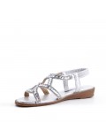 Silver sandal with rhinestones